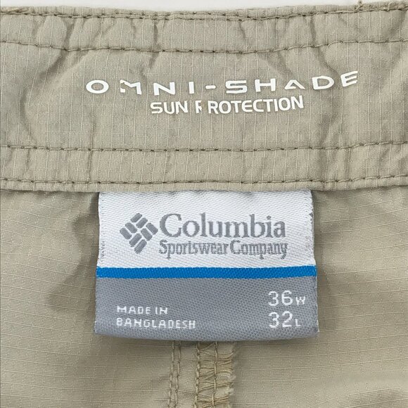 Columbia Omni-Shade Cargo Shorts Men's Size 36 Waist Beige Trail Hiking Outdoor - Picture 11 of 13
